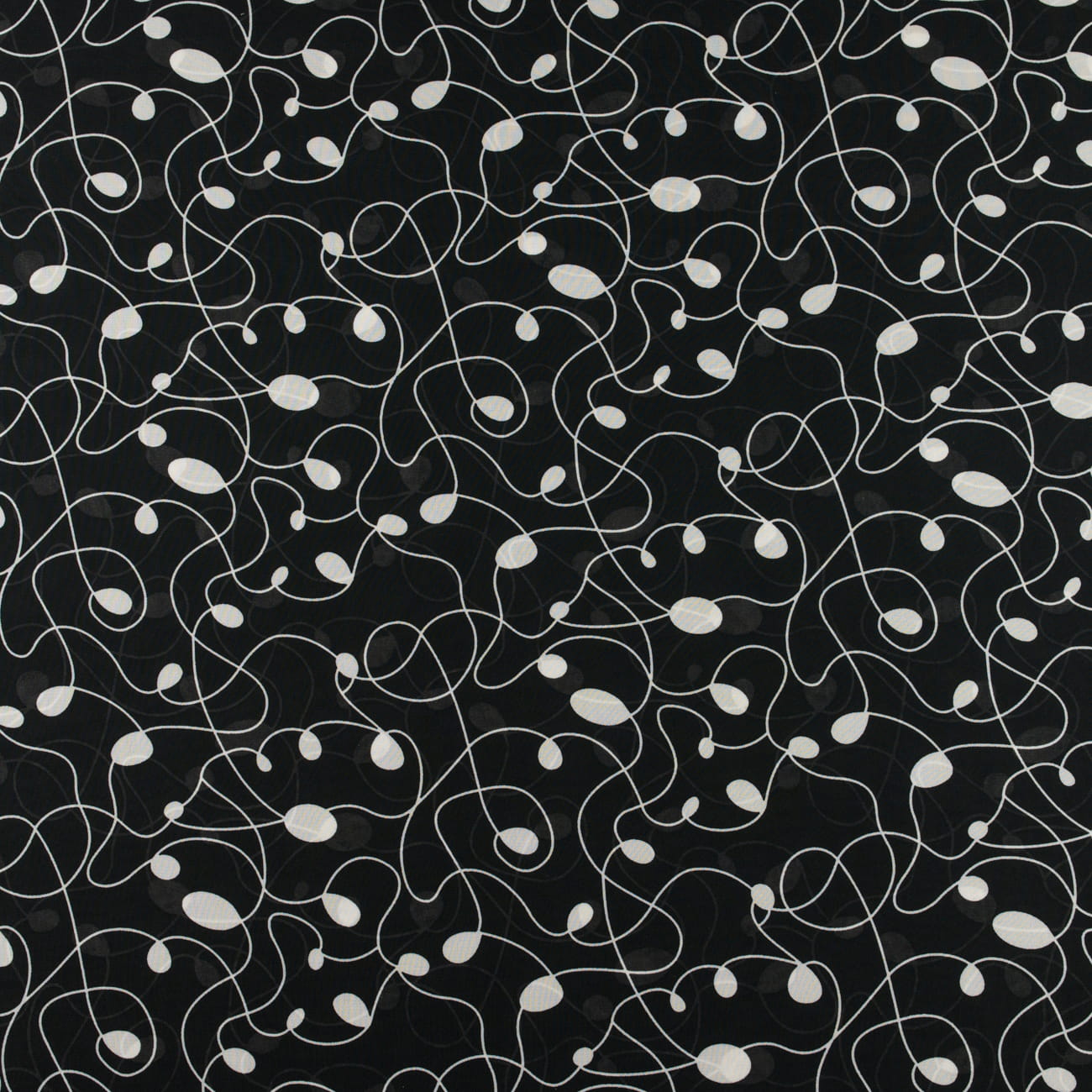 Tkanina Szyfon wzór biały łańcuszek czarne tło