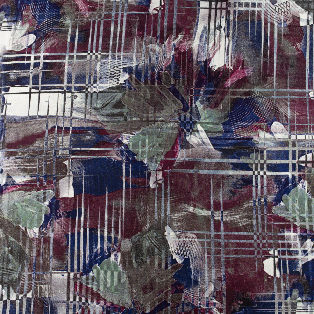 Tkanina Wiskoza wzór kwiaty kolor zielony i granatowy