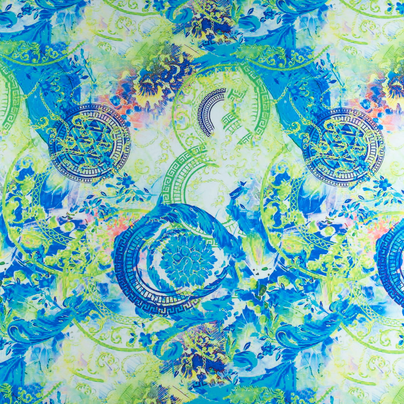 Tkanina wiskoza twill wzór orientalny odcienie zieleni