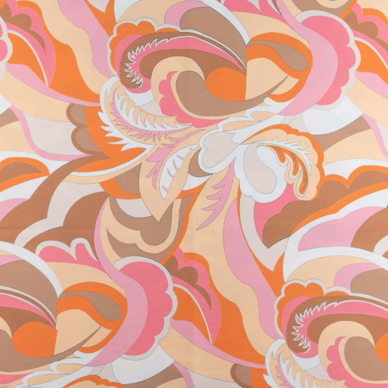 Szyfon jedwabny wzór liście odcienie różu i brązu