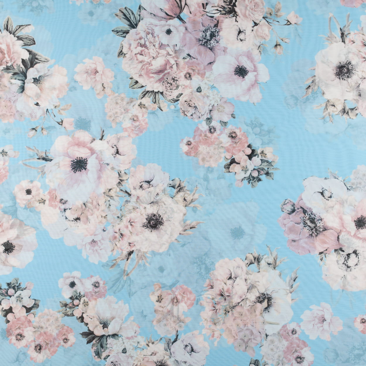 Szyfon w kwiaty tło kolor błękitny