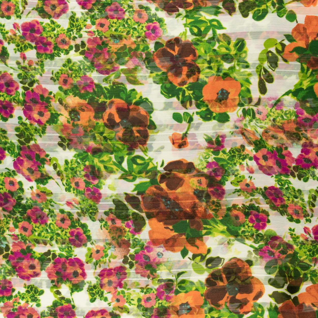 Szyfon w kwiaty fioletowe tło kolor ecru