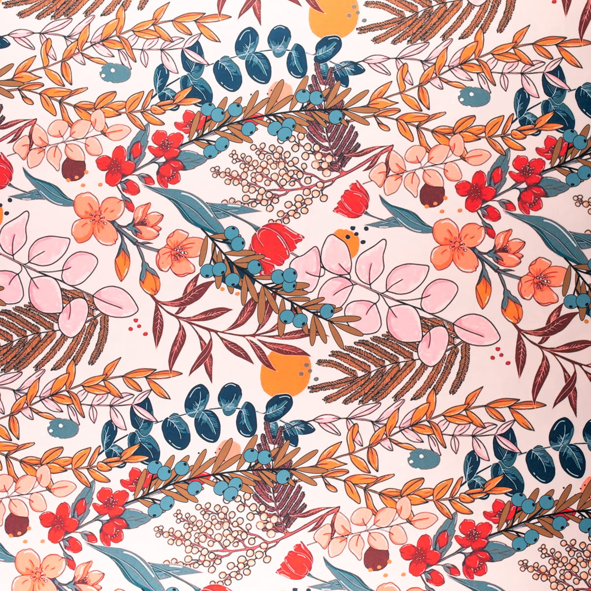 Tkanina wiskoza twill w kwiaty kolor jasny róż