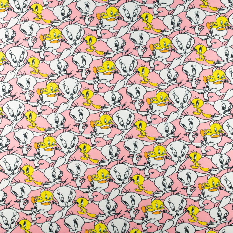 Dresówka pętelka wzór tweety kolor różowy
