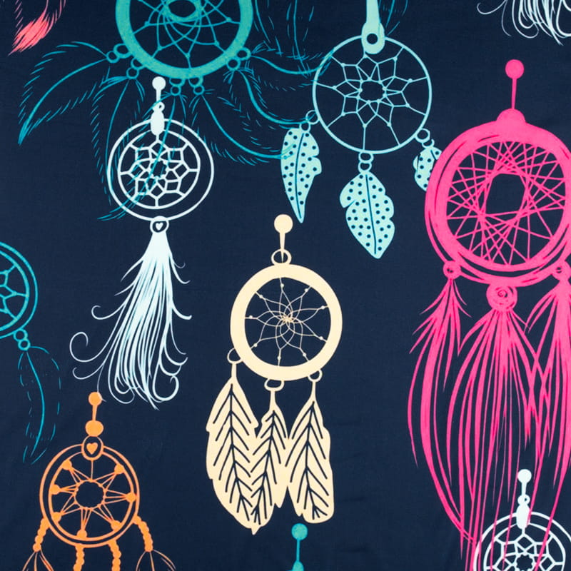 Dzianina jersey ITY Kimo wzór łapacze snów kolor granatowy