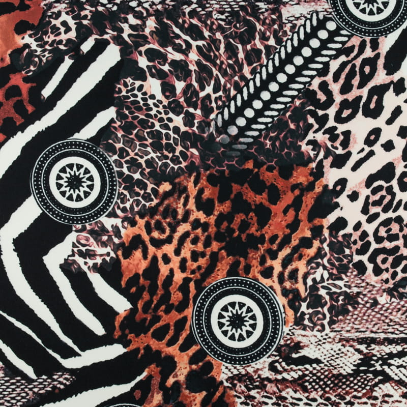 Tkanina wiskoza twill wzór zwierzęcy kolor czarny