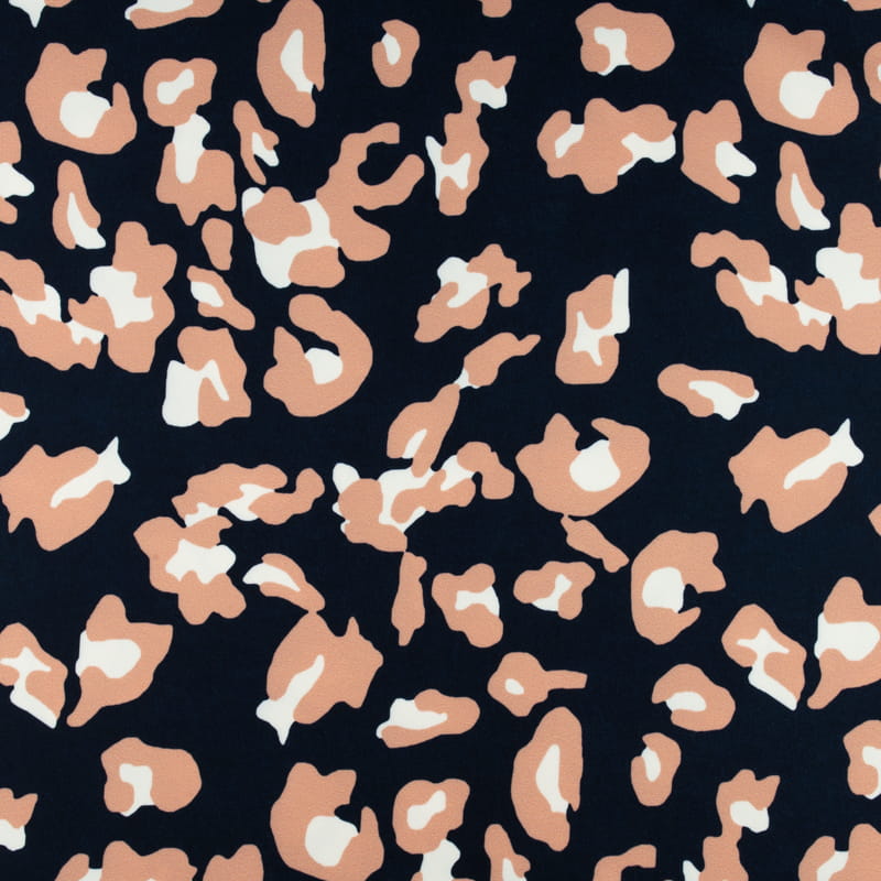Tkanina wiskoza twill wzór panterka kolor granatowy