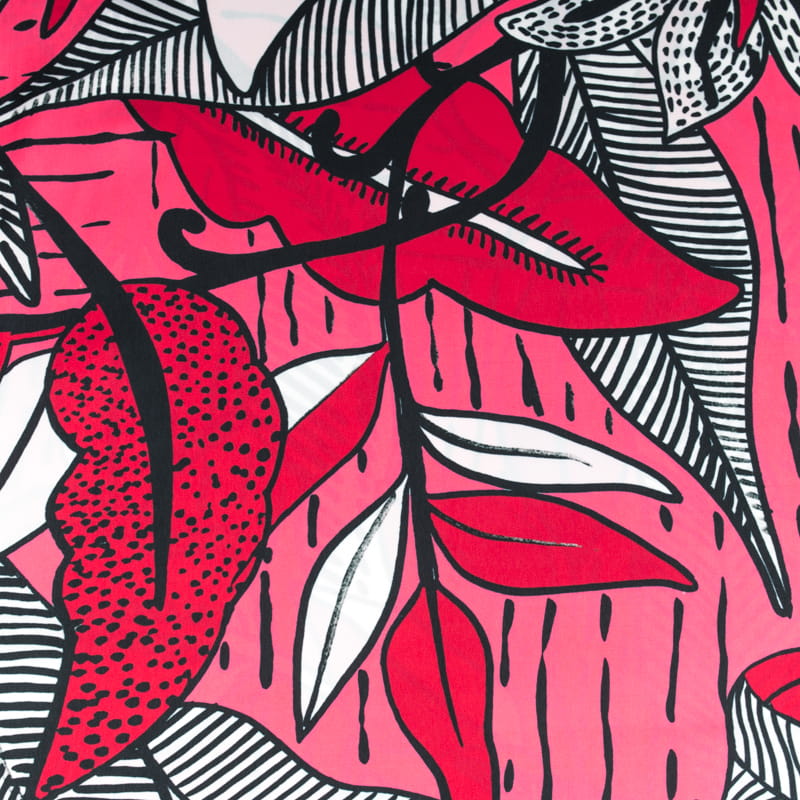 Szyfon jedwabny wzór kwiaty kolor różowy