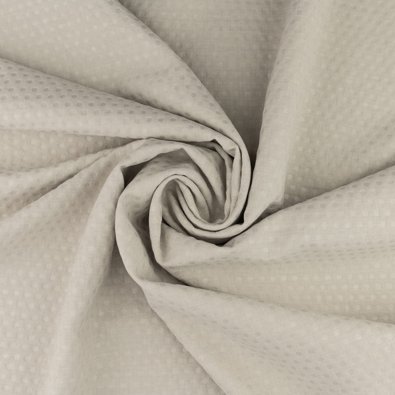 Tkanina Panama wzór grochy kolor szary beż