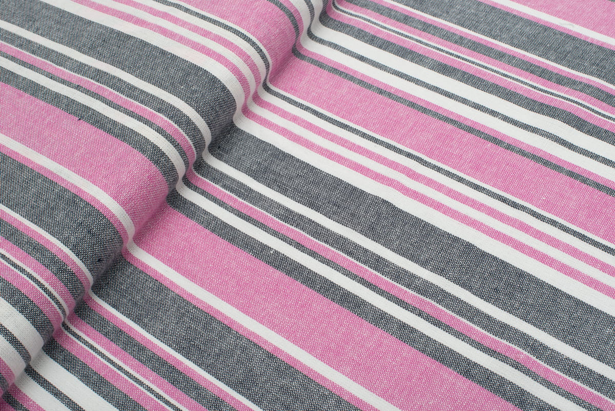 Len z wiskozą w paski / różowy, szary, biały