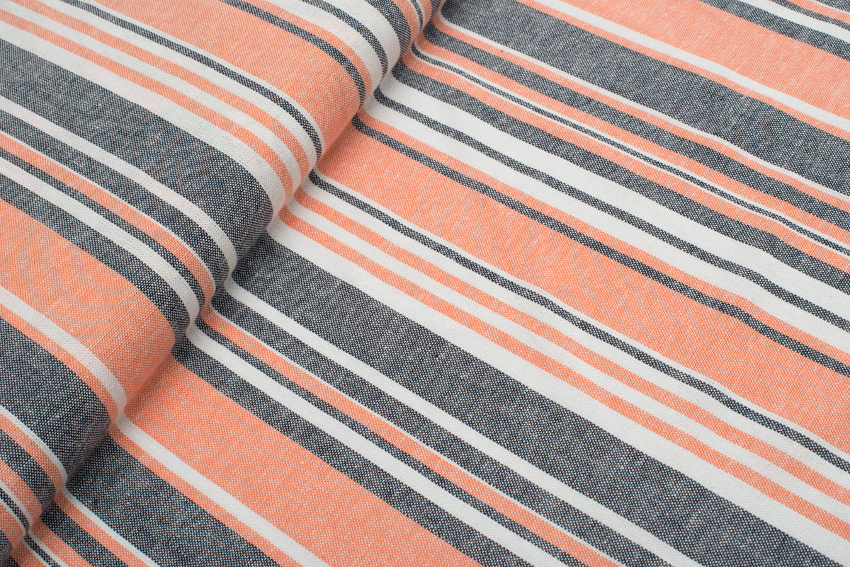 Len z wiskozą w paski / pomarańczowy, szary, biały