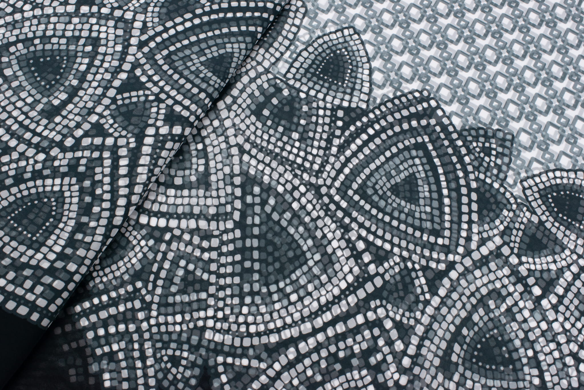 Tkanina szyfon wzór kamienie w odcieniach szarości border 2 stronny