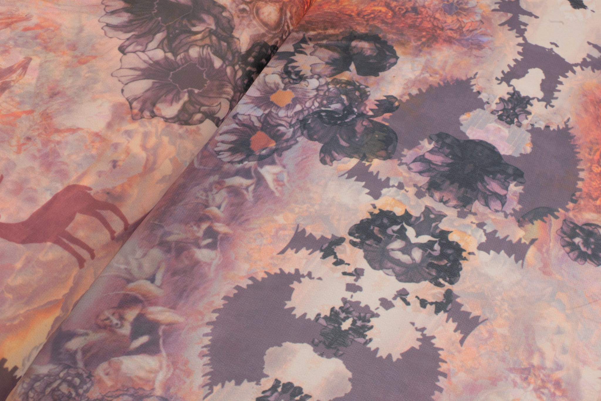 Tkanina szyfon wzór pejzaż