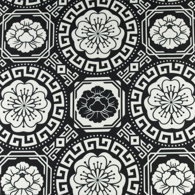 Dzianina jersey ITY wzór grecka mandala kolor czarny