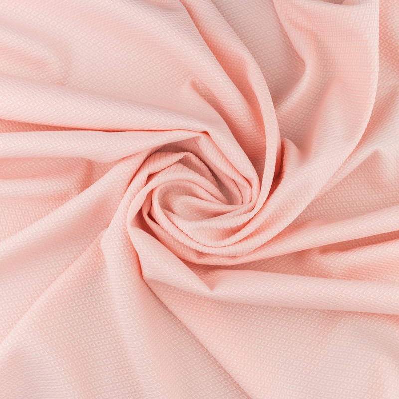 Tkanina żakard wzór małe romby kolor pastelowy róż