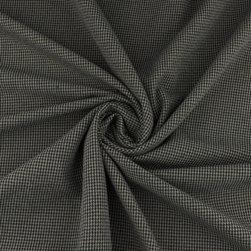 Tkanina kostiumowa wzór mała pepitka kolor beżowo czarny