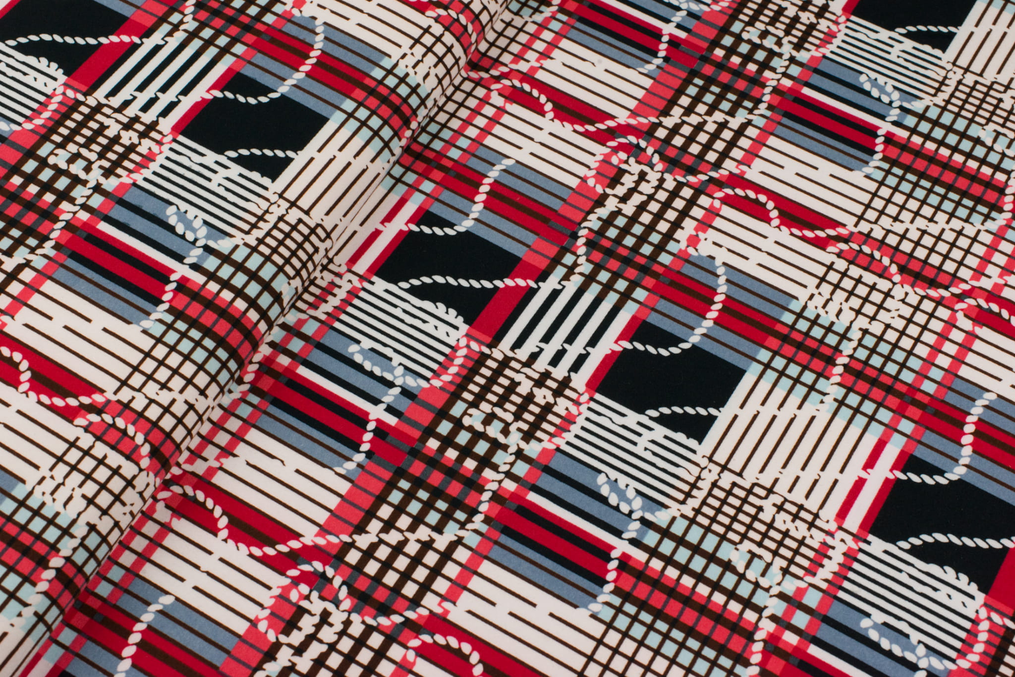 Dzianina jersey ity wzór krata/lina odcienie różowego