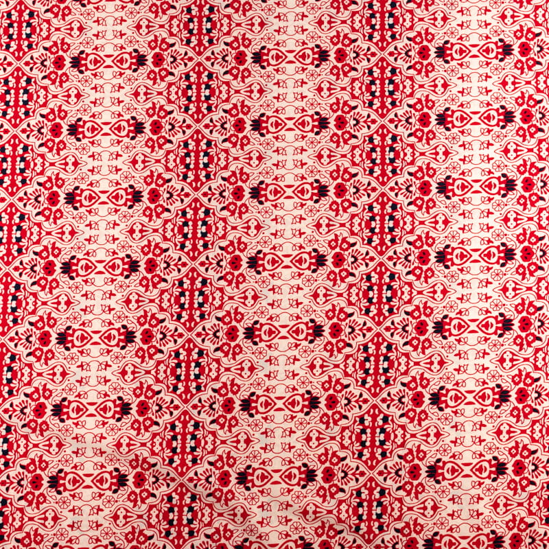 Tkanina silki wzór orientalny kolor czerwony