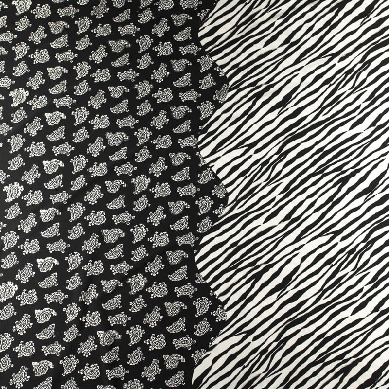 Dzianina jersey ity wzór zebra brokat kolor czarno biały KUPON 100 cm