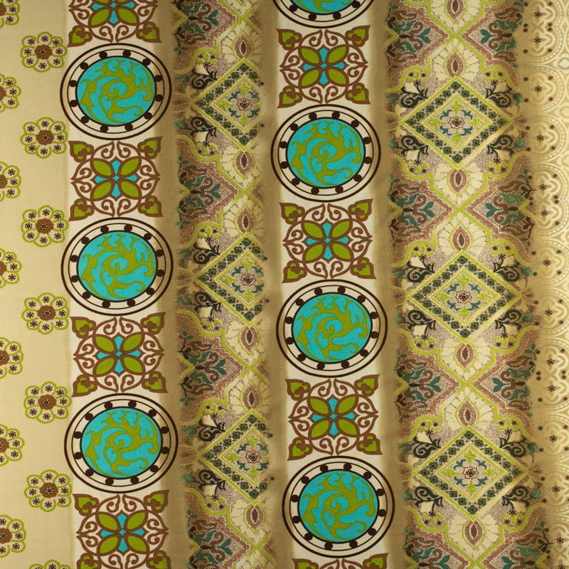 Dzianina jersey ity wzór orientalny kolor beżowo zielony