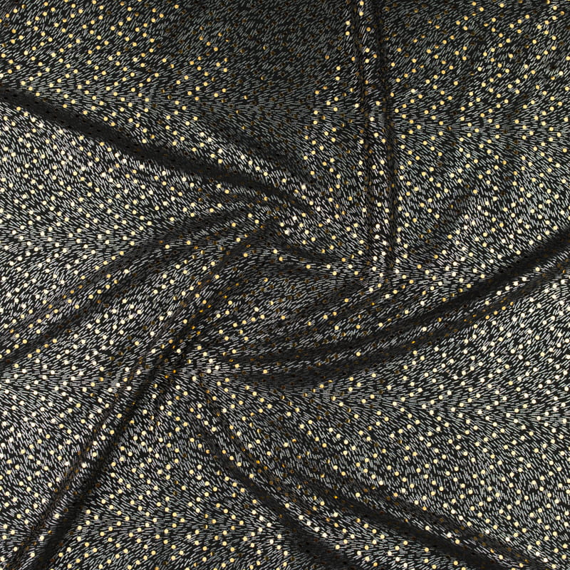 Dzianina na sukienki wzór złote kropki