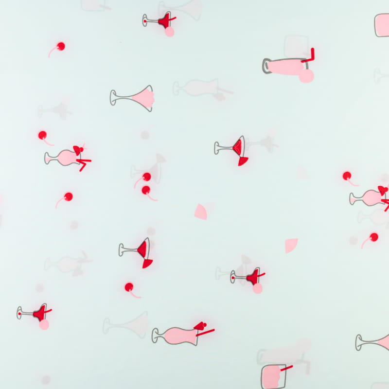 Tkanina silki wzór party koktajle kolor szaro błękitny