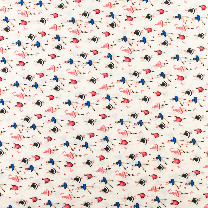 Tkanina silki wzór baletnice kolor różowo chabrowy