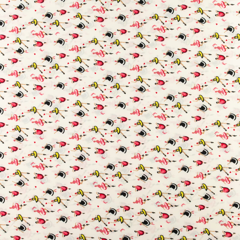 Tkanina silki wzór baletnice kolor różowo żółty