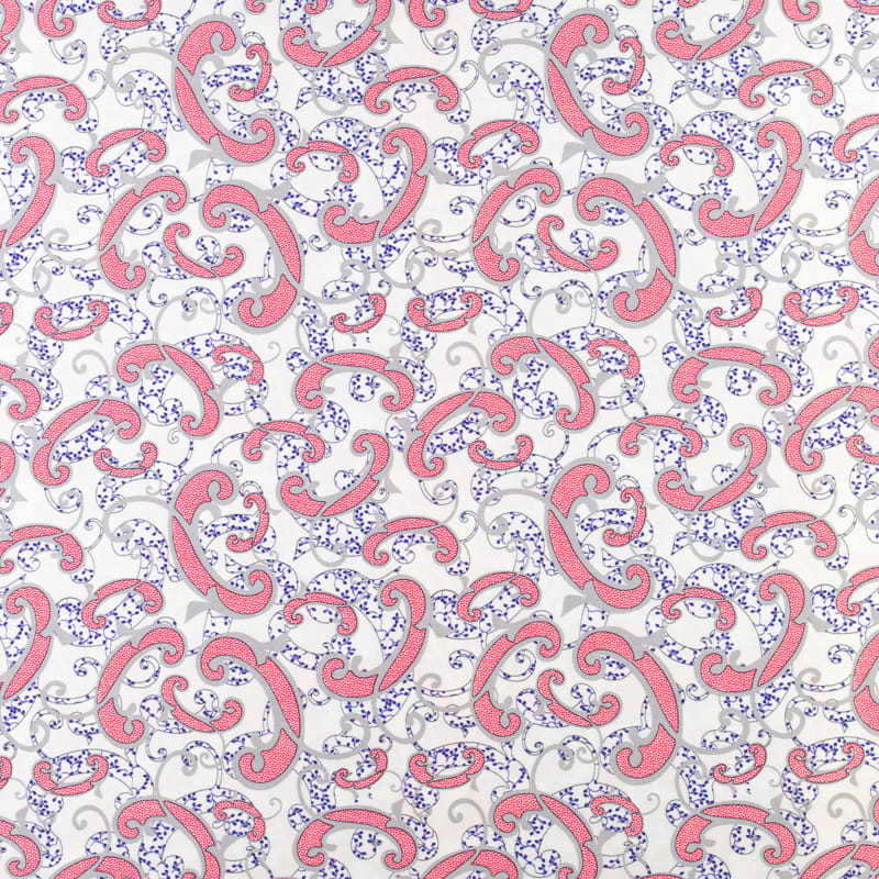 Tkanina silki wzór paisley kolor różowo czerwony