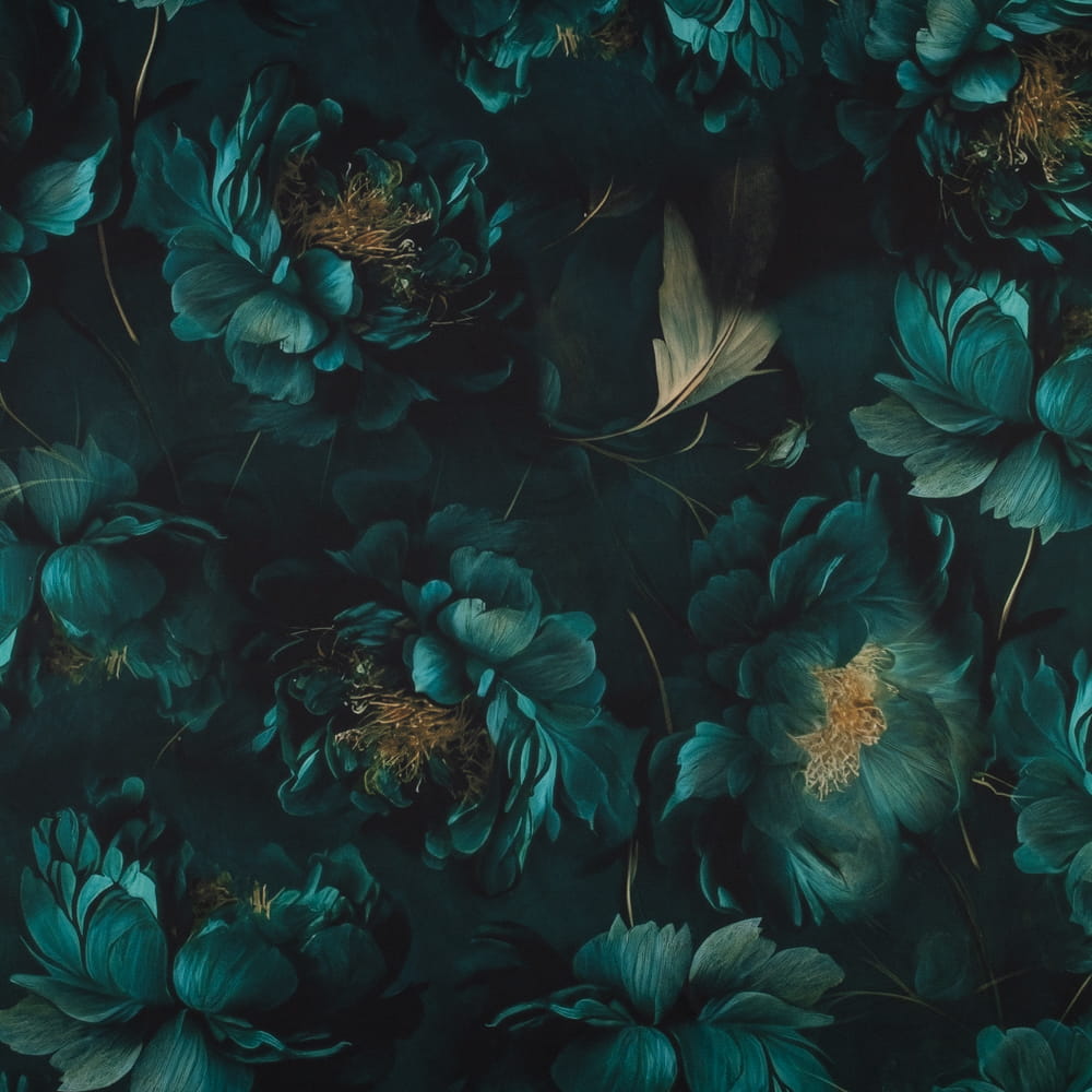 Tkanina Wiskoza Twill – kwiaty, ciemny zielony