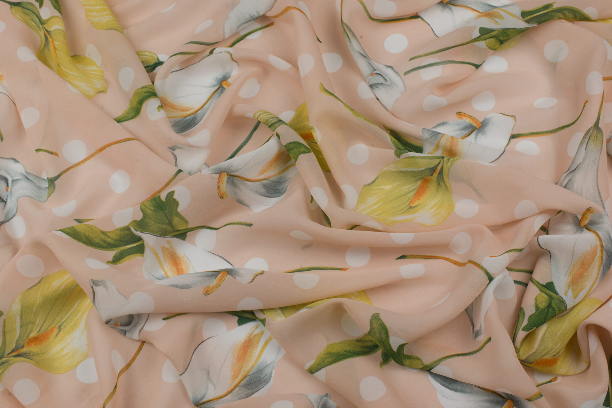 Szyfon wzór kwiaty na brzokwiniowym tle