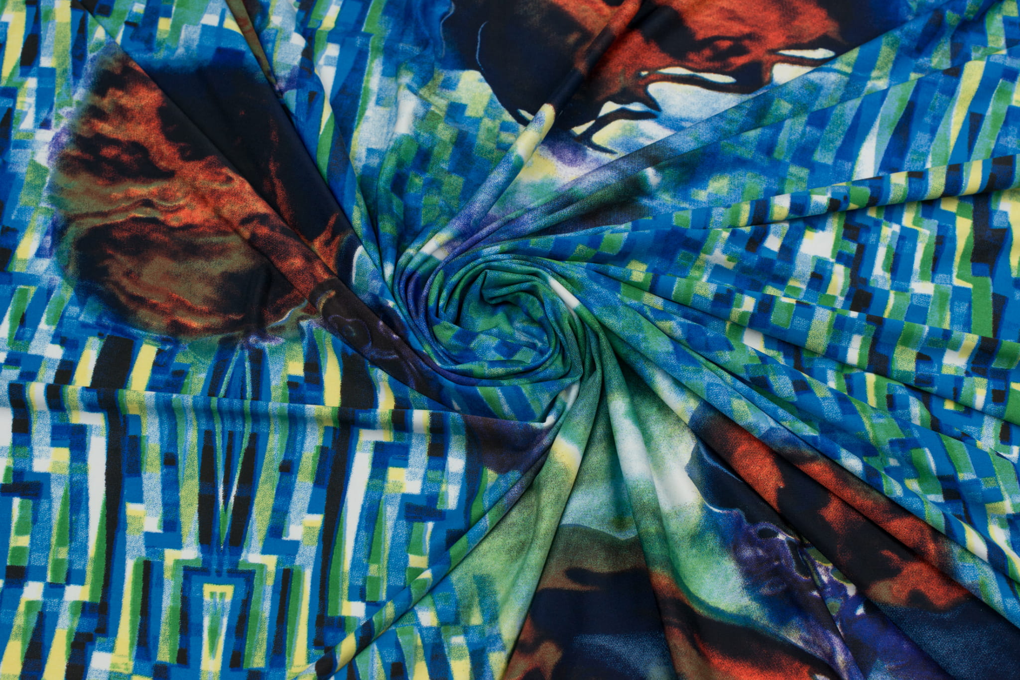 Dzianina jersey ity wzór piksele/plamy odcienie niebieskiego