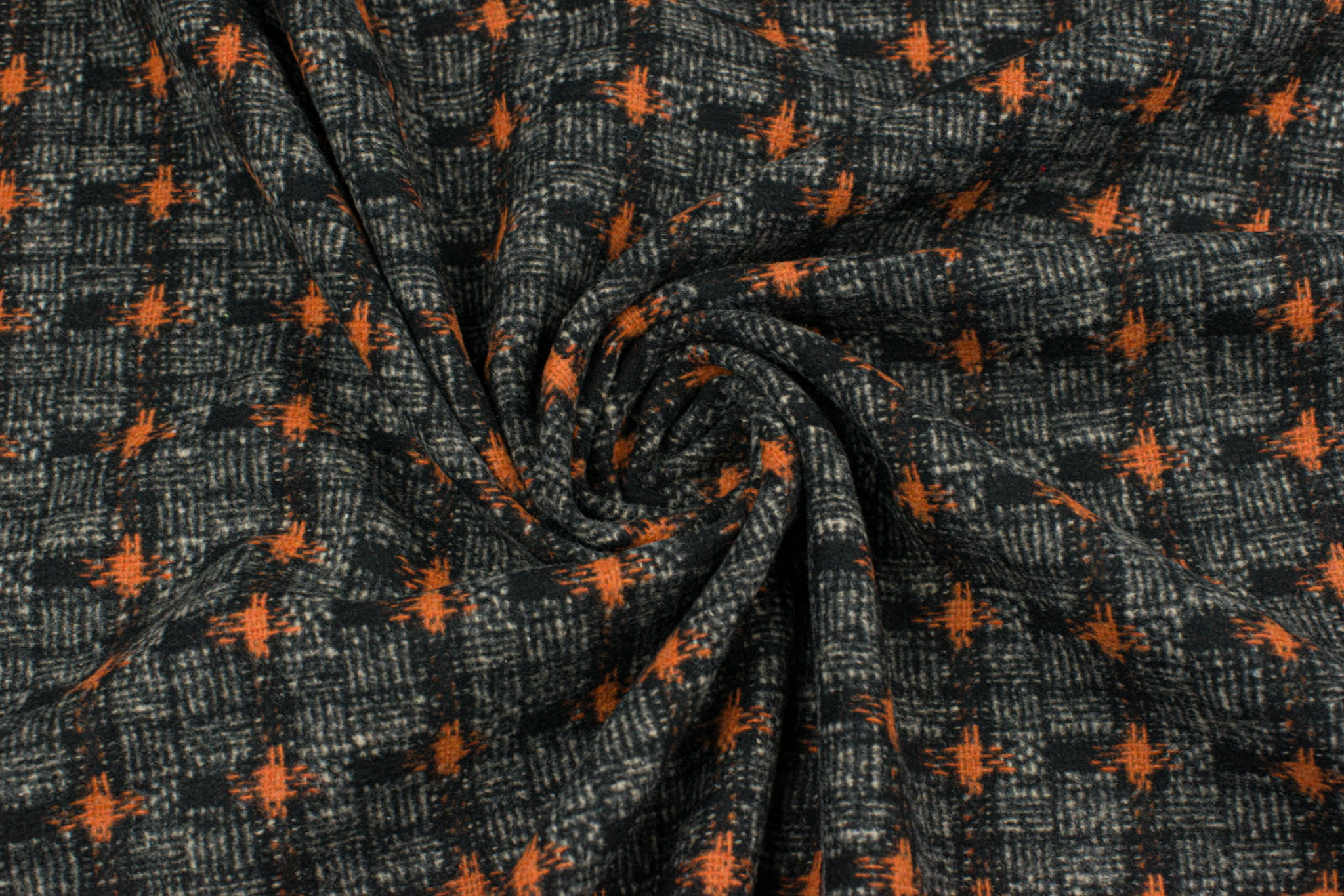 Tkanina akrylowa krata pomarańczowy / czarny