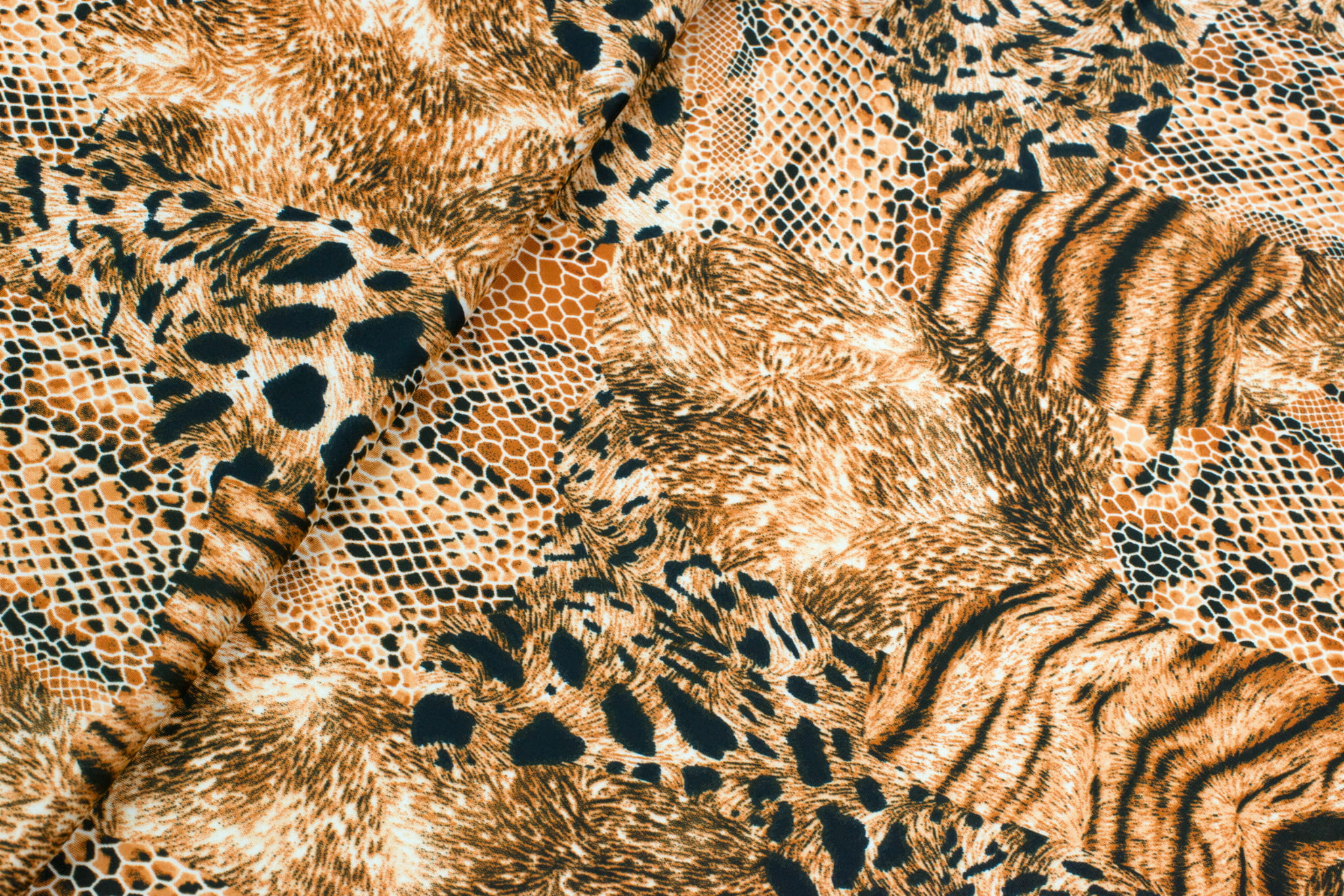 Dzianina jersey ity print zwierzęcy odcienie brązu