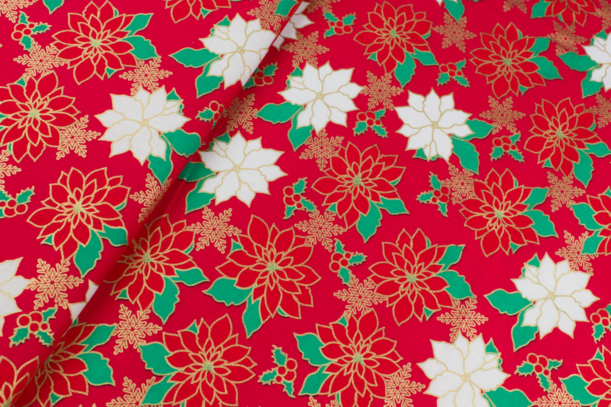 Tkanina popelina wzór świąteczny kolor czerwony