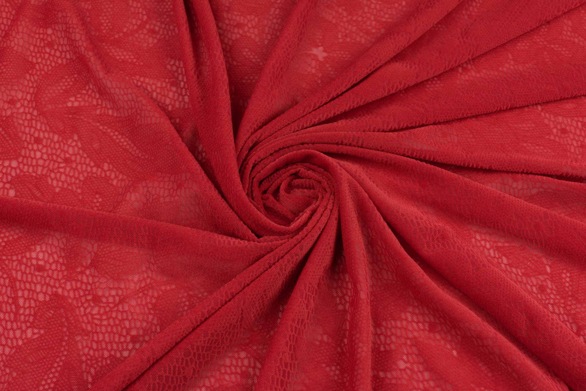 Koronka siatka elastyczna flok kwiaty kolor czerwony