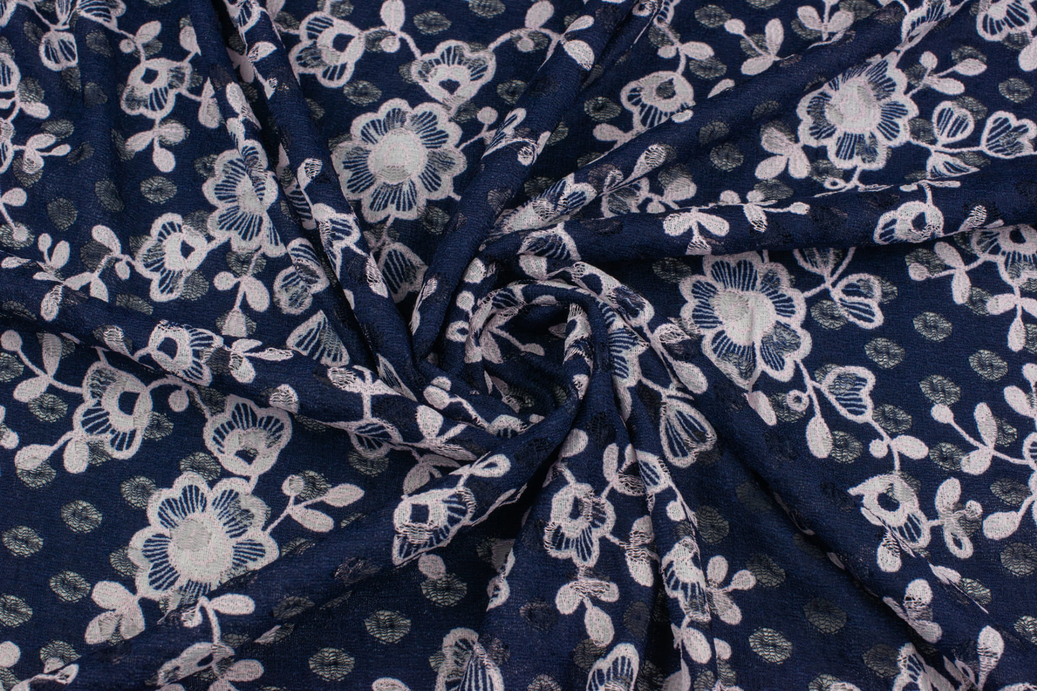 Koronka stabilna ajena kolor granatowo / biały