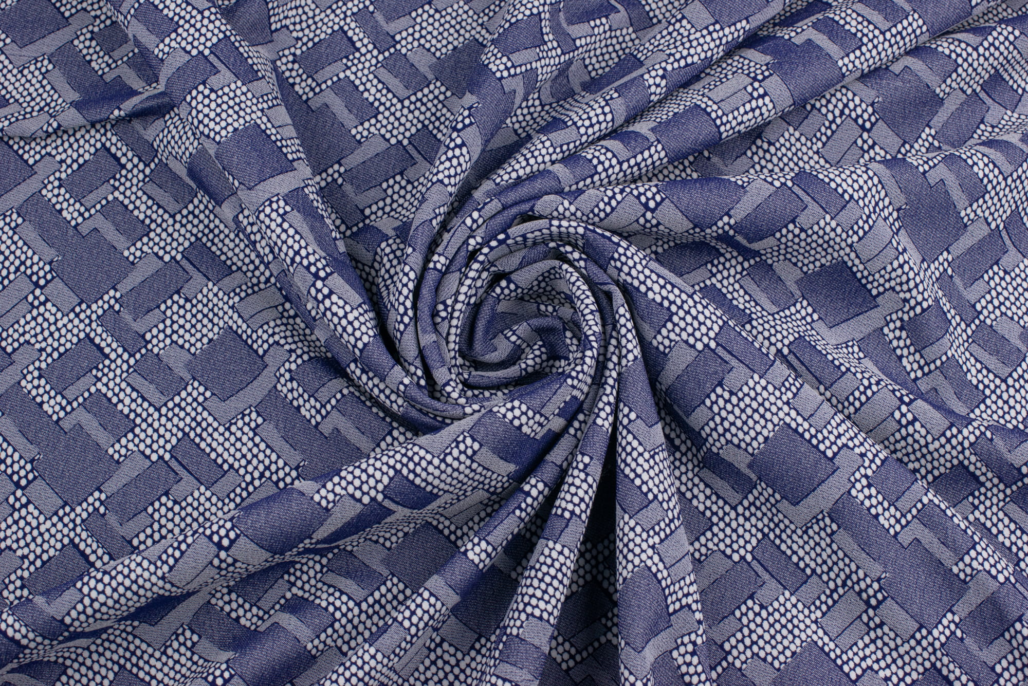 Tkanina żakard wzór geometryczny kolor niebieski