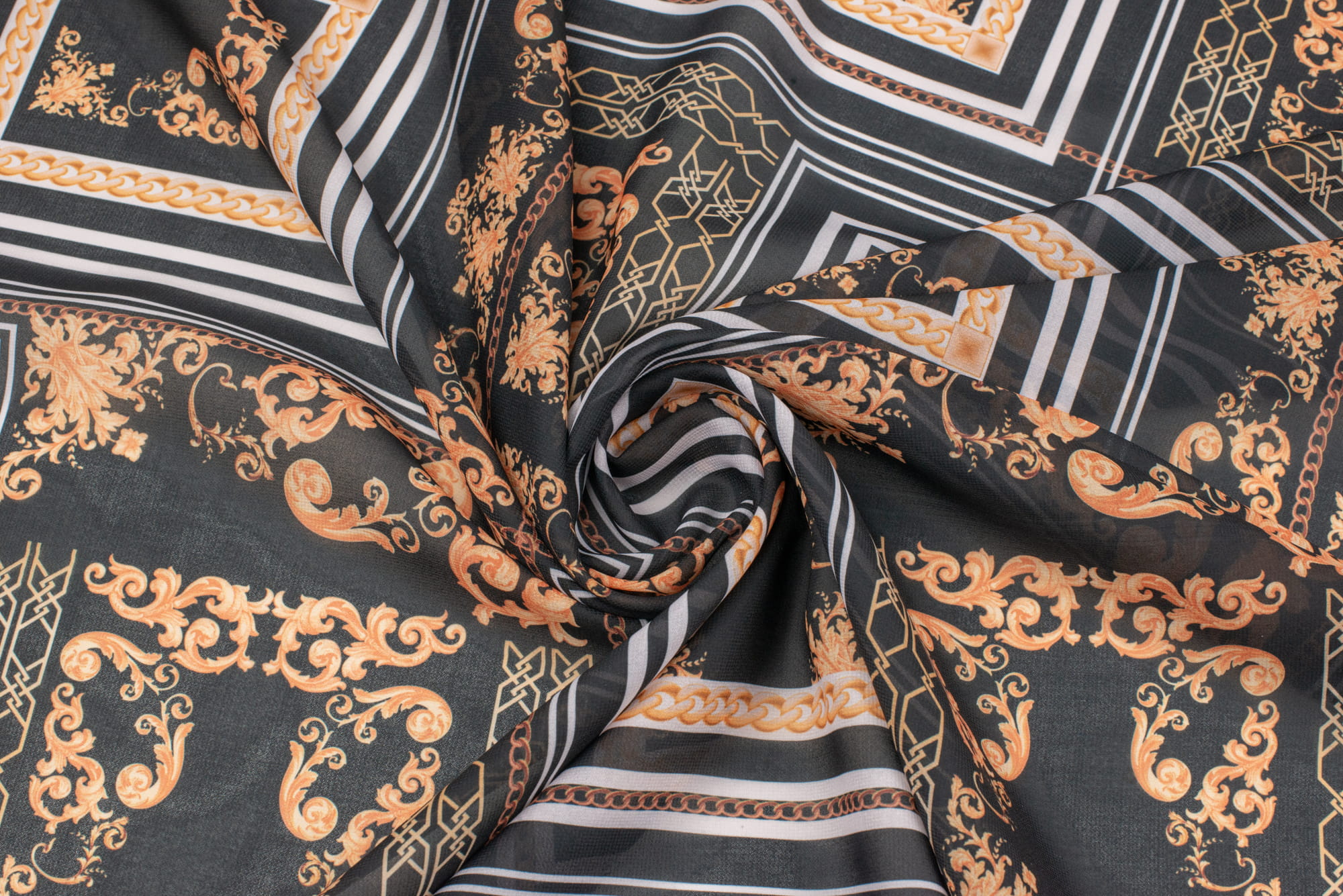 Tkanina szyfon wzór włoski kolor czarny