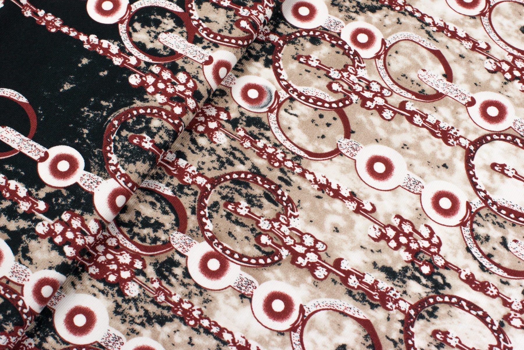 Dzianina punto wzór łańcuch odcienie brązu, kupon 80 cm