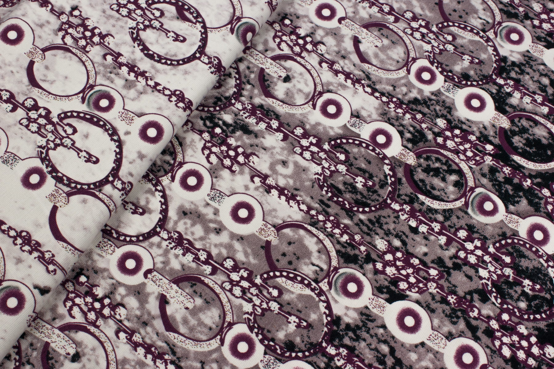 Dzianina punto wzór łańcuch odcienie fioletowego, kupon 80 cm