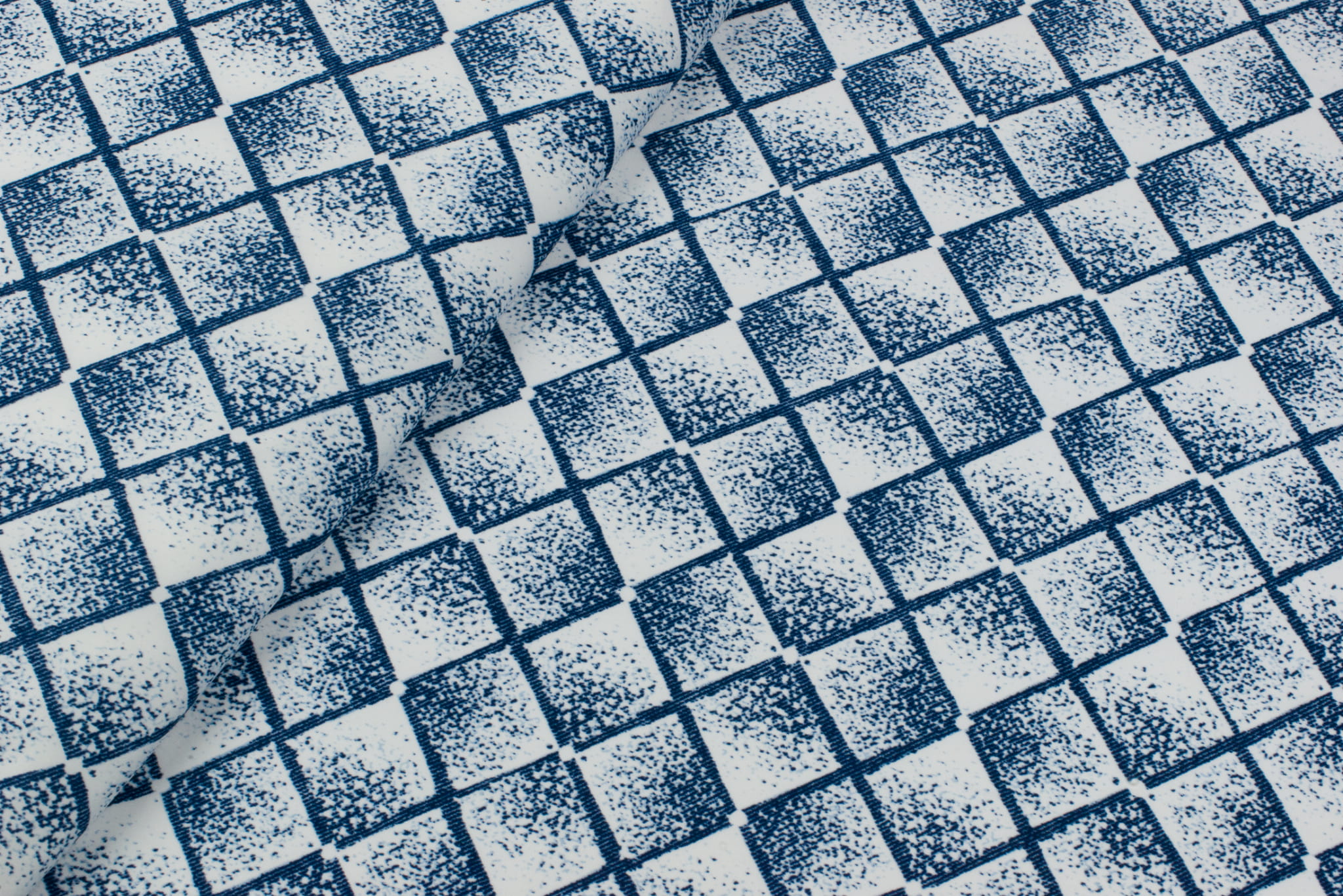 Dzianina jersey ity wzór geometryczny romby granatowy/biały