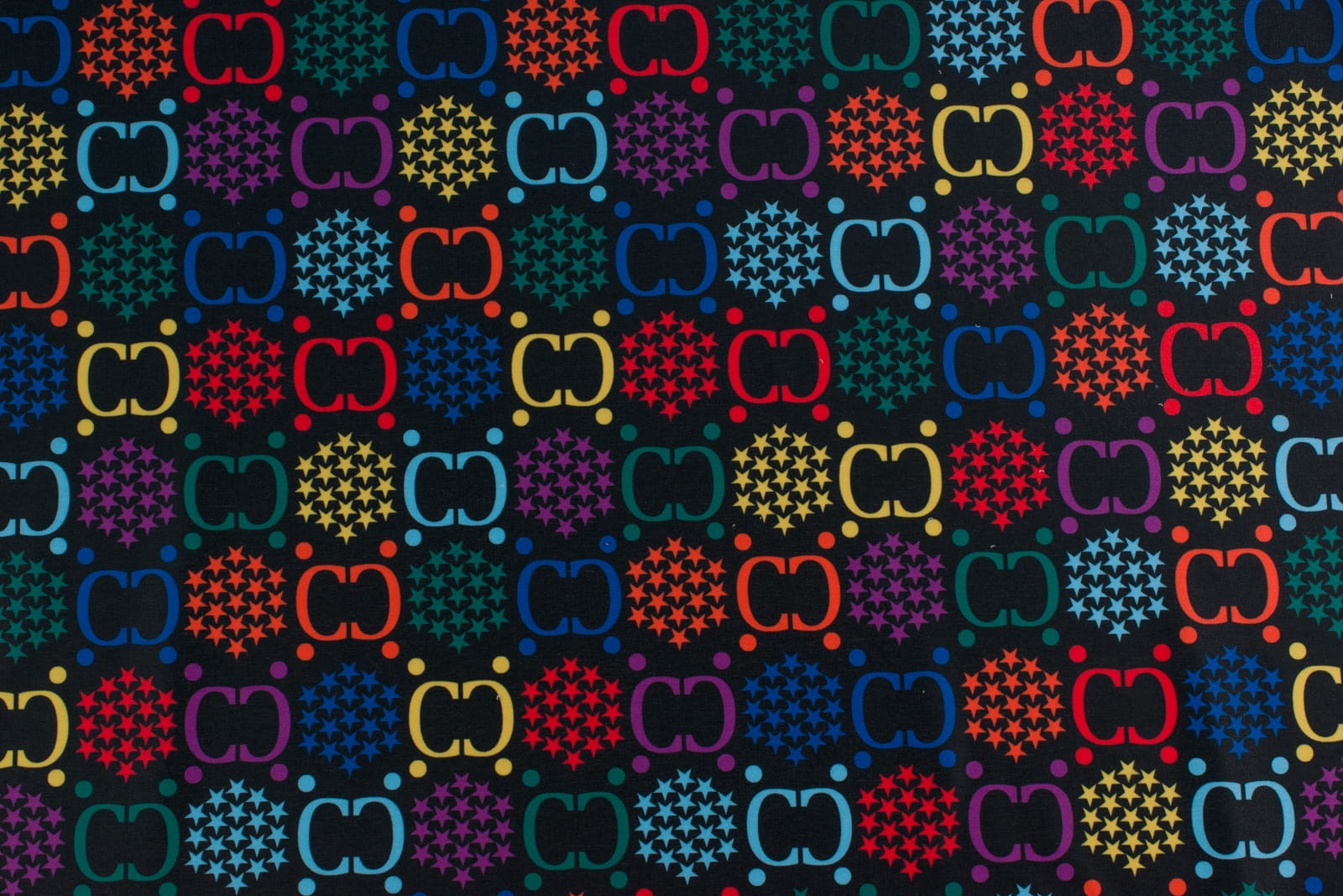 Dzianina dresówka pętelka wzór typu Guci kolor granatowy