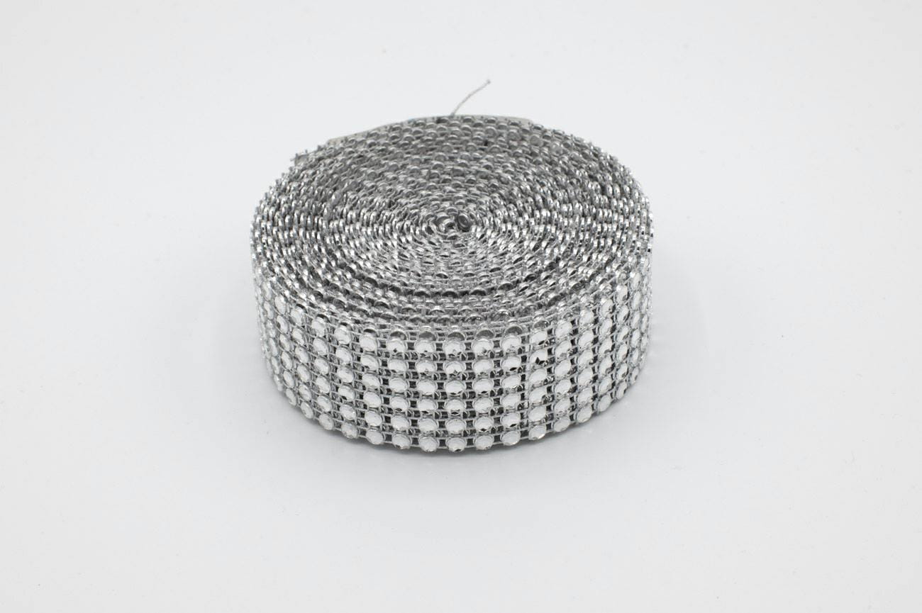 TAŚMA DIAMENTOWA Z CYRKONIAMI 30 mm SREBRNA